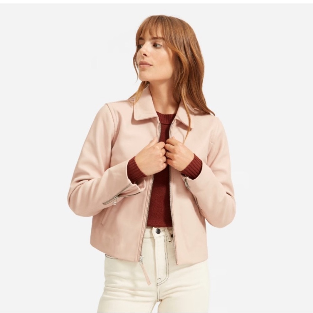 NWOT Everlane Pink Leather Jacket M